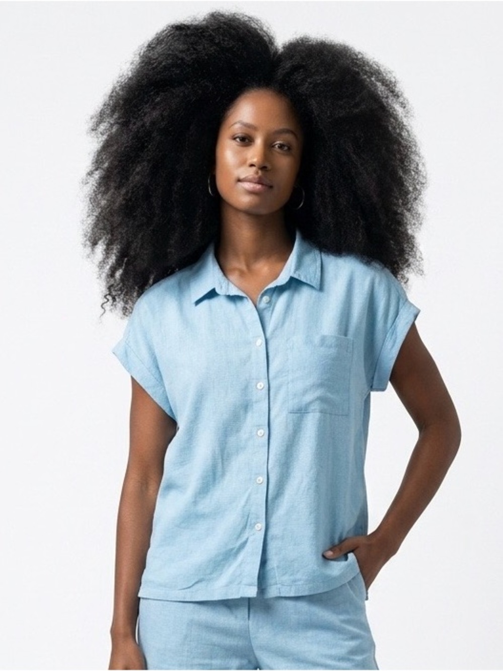 Orvis Light Blue Women’s Blouse Button Down Casual Lightweight Top